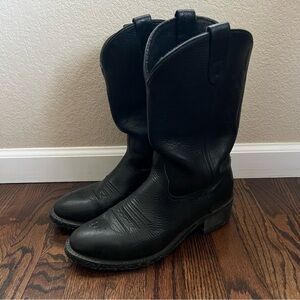 Double H Boot Company Men Western Cowboy Black Leather Boots Size 10.5 D DH053,